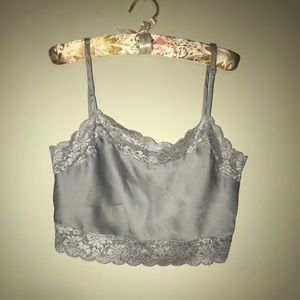 Light Gray Lace/Blouse Crop Top